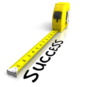 Yellow measuring tape spelling the word “Success,” symbolizing how businesses measure and track direct mail results for better marketing performance.