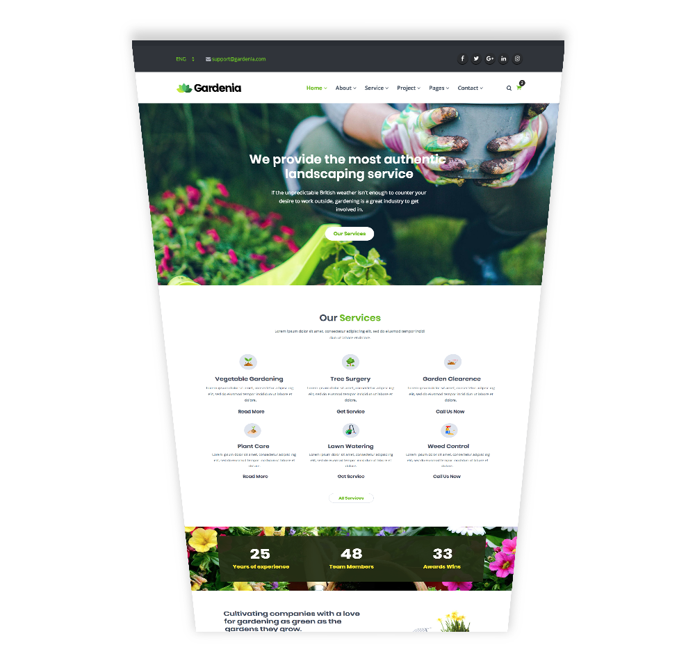 Landscape Website Mockup