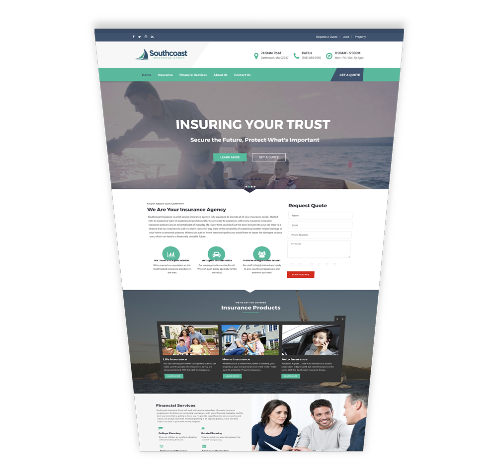 Southcoast Insurance Website - Landing Page