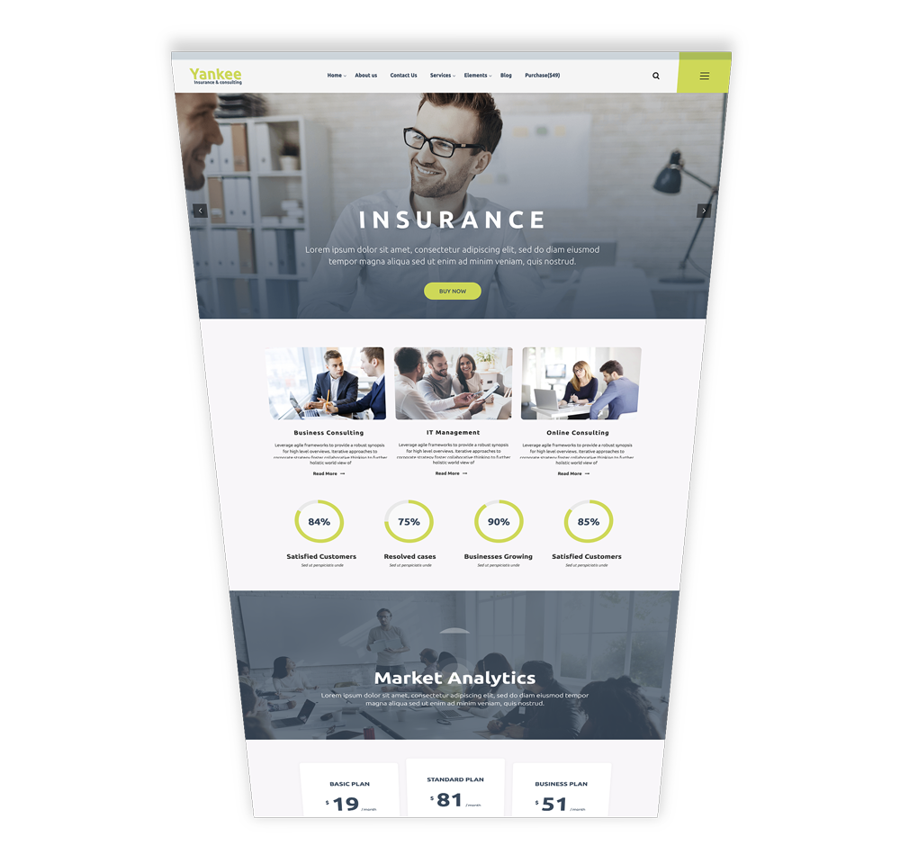 Yankee Insurance Website- Landing Page