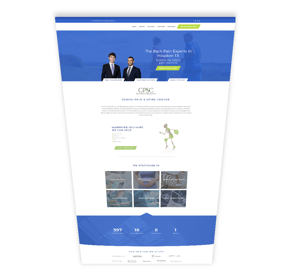 Gemini Pain Center - Medical Website Layout
