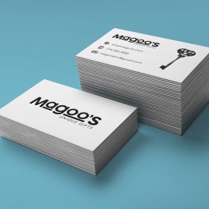 Magoo's Unique Gifts Final Logo Design on Business Cards