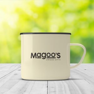 Magoo's Unique Gifts Final Logo Design on Mug