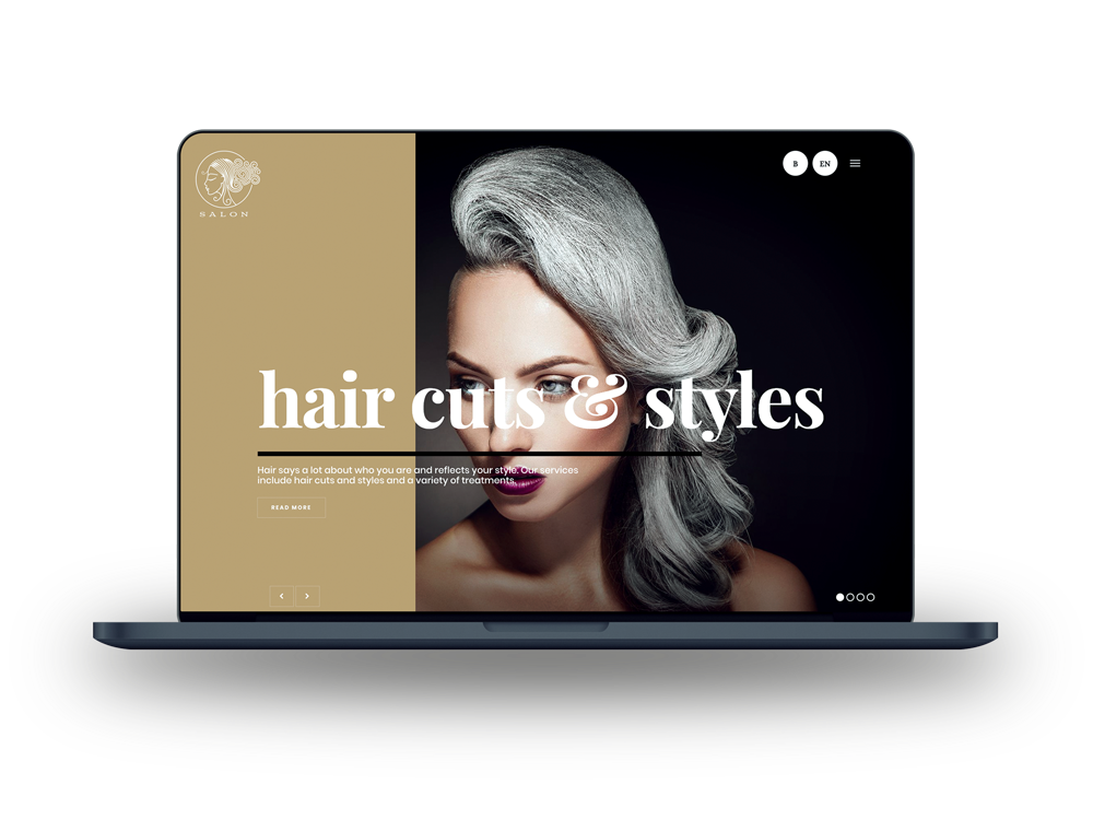 Salon Website on Laptop