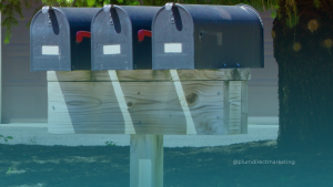 Traditional mailboxes symbolizing a direct mail campaign for financial advisors.