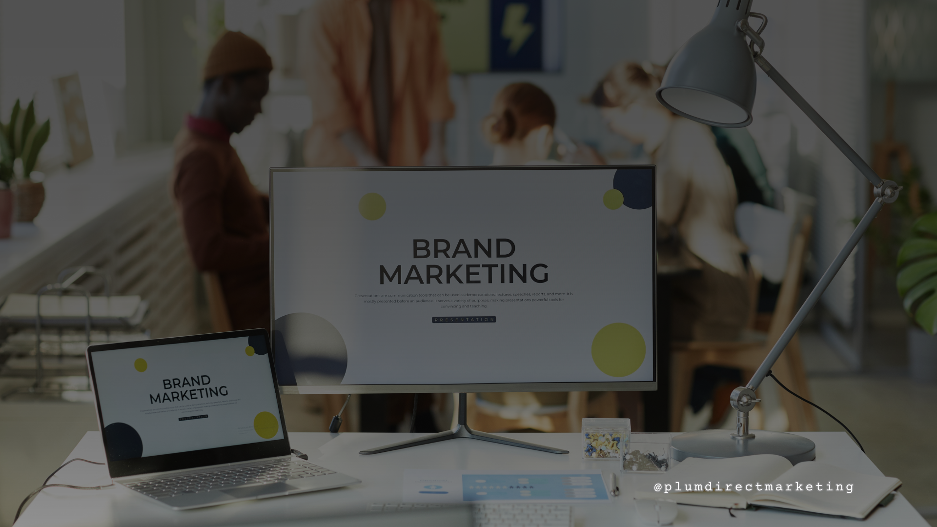 how to build a brand strategy workspace with monitors displaying brand marketing visuals.