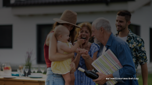 Multi-generational family sharing a joyful moment outdoors, symbolizing how direct mail can create meaningful connections across age groups