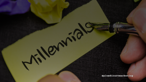 Close-up of the word 'Millennials' handwritten on a yellow note, symbolizing personalized and intentional direct mail for Millennial audiences