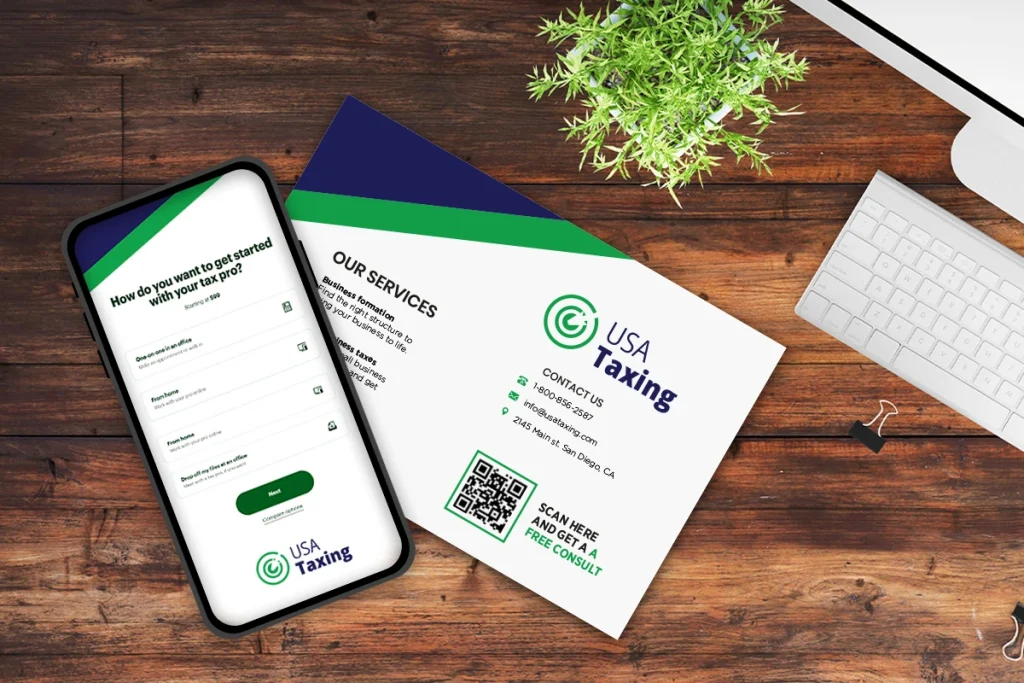 Direct mail postcard with QR code leading to a mobile landing page