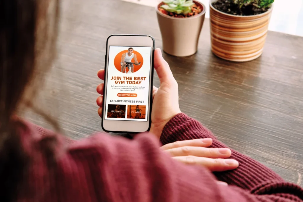 Mobile screen with a visible CTA button on a responsive landing page