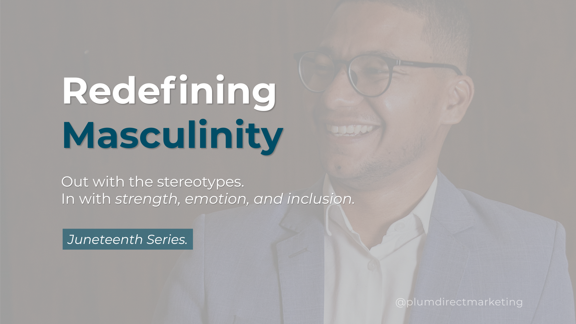 Smiling man in suit representing emotional intelligence in marketing and redefined masculinity.