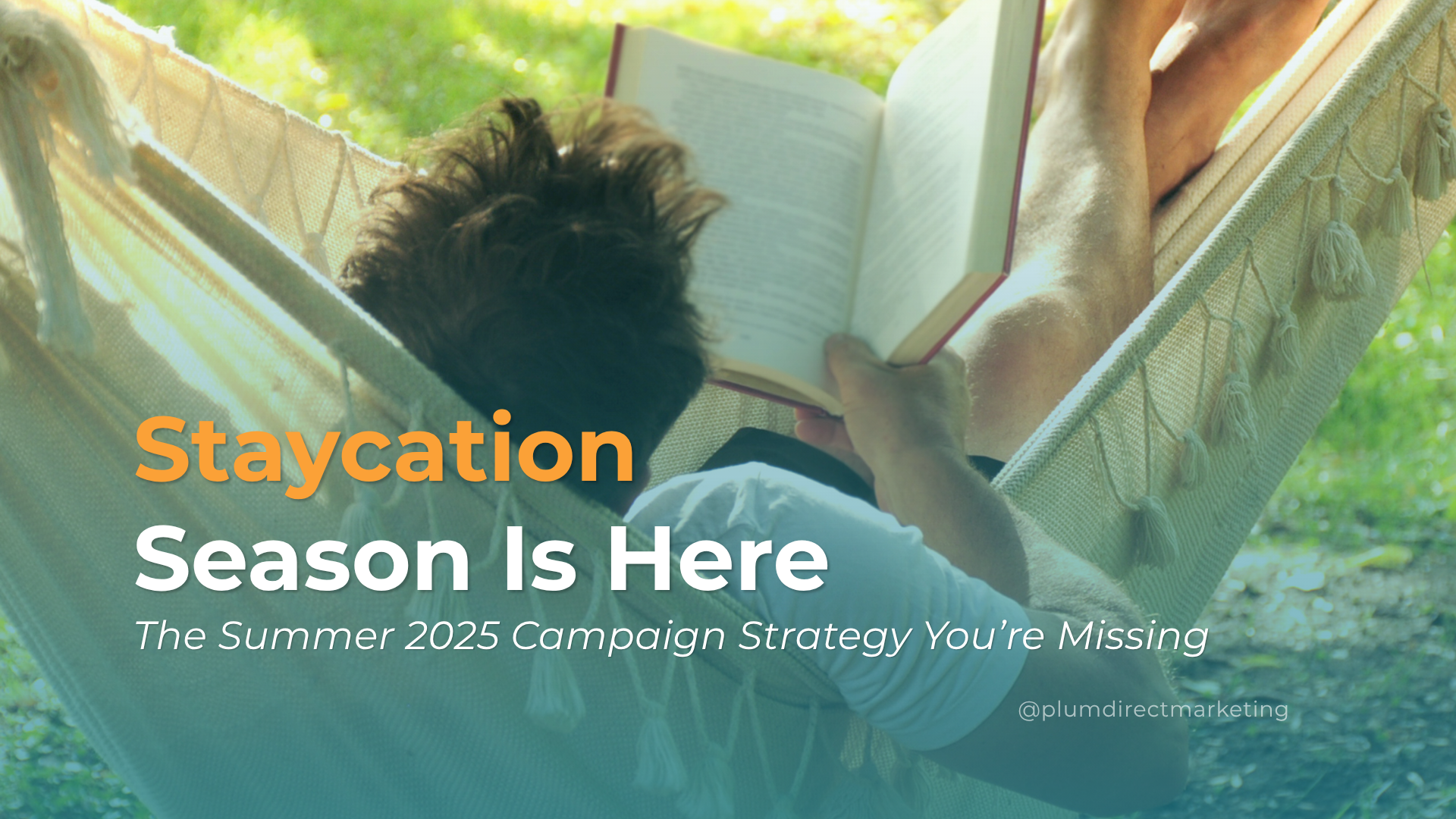 Man reading a book in a hammock during a summer staycation — perfect visual for Summer 2025 campaign strategies focused on comfort and local living.
