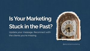 A financial advisor reviewing outdated marketing materials, highlighting the need for a modern strategy in 2025.