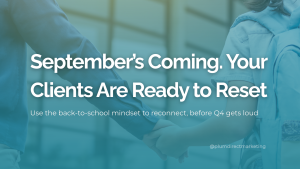 Two people holding hands walking toward a school, symbolizing a September financial reset opportunity for clients.