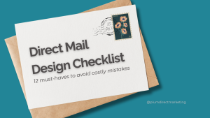Featured image showing a checklist envelope with the headline 'Direct Mail Design Checklist: 12 must-haves to avoid costly mistakes' highlighting best direct mail design practices