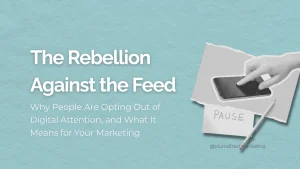 Hand covering a smartphone screen to symbolize digital fatigue and the shift away from constant online attention.