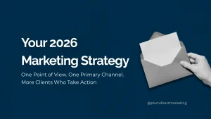 Hand delivering an open direct mail envelope with a single clean sheet inside, representing a clear and focused marketing strategy 2026.